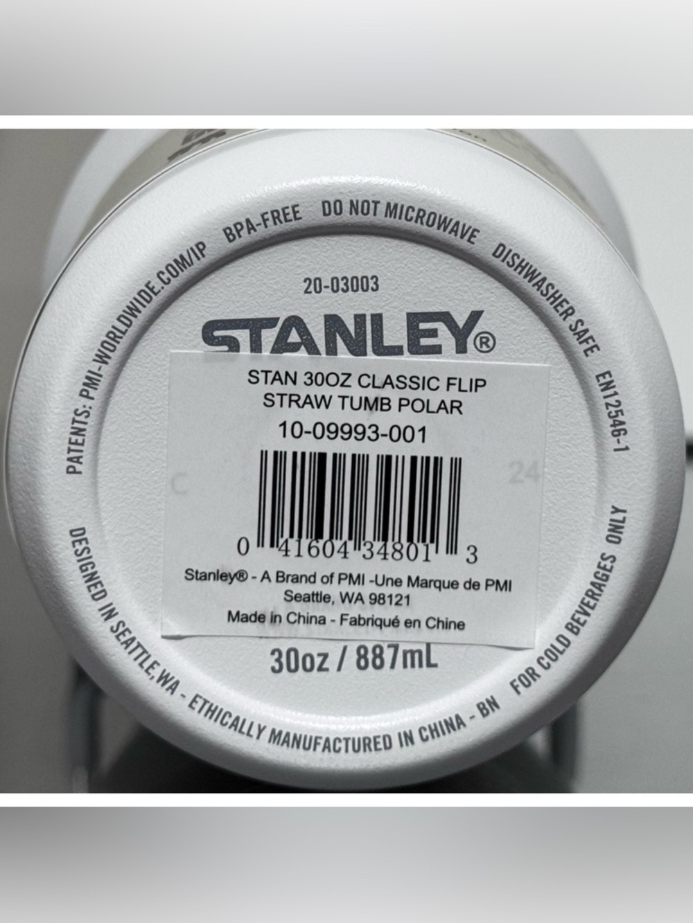 Stanley Ice Flow Flip Straw Tumbler 30oz, POLAR WHITE - Picture 4 of 4